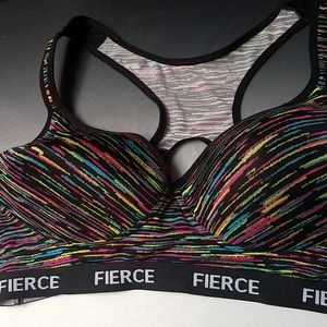 Sports bra fierce black neon stripes soft …
